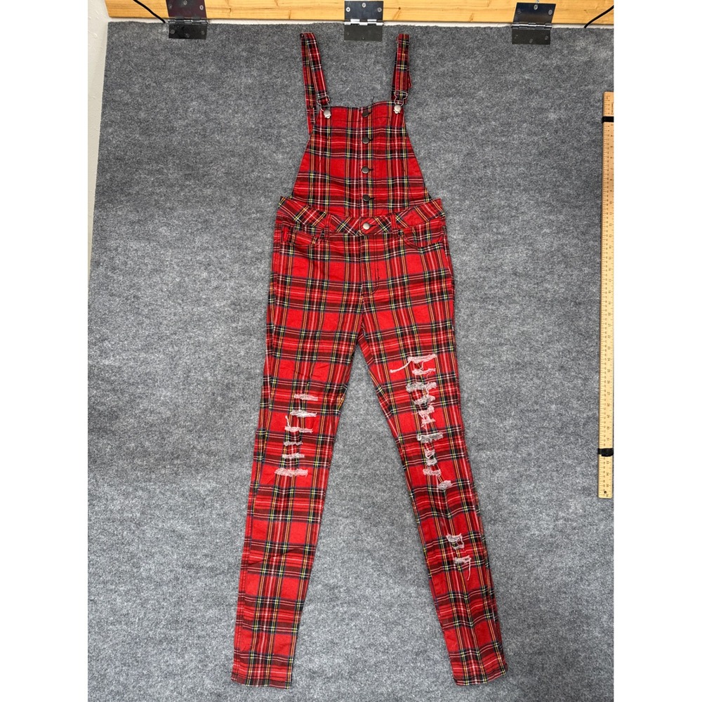 Y2K Tripp NYC Red Plaid Overalls 28/7| Vintage Daang Goodman Era,‎ Very Rare